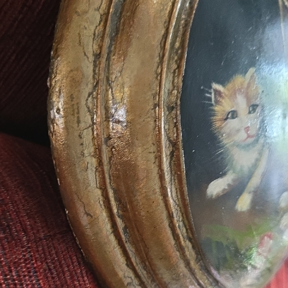 Whimsical Feline Art with Gold Frame - Picture 3 of 3